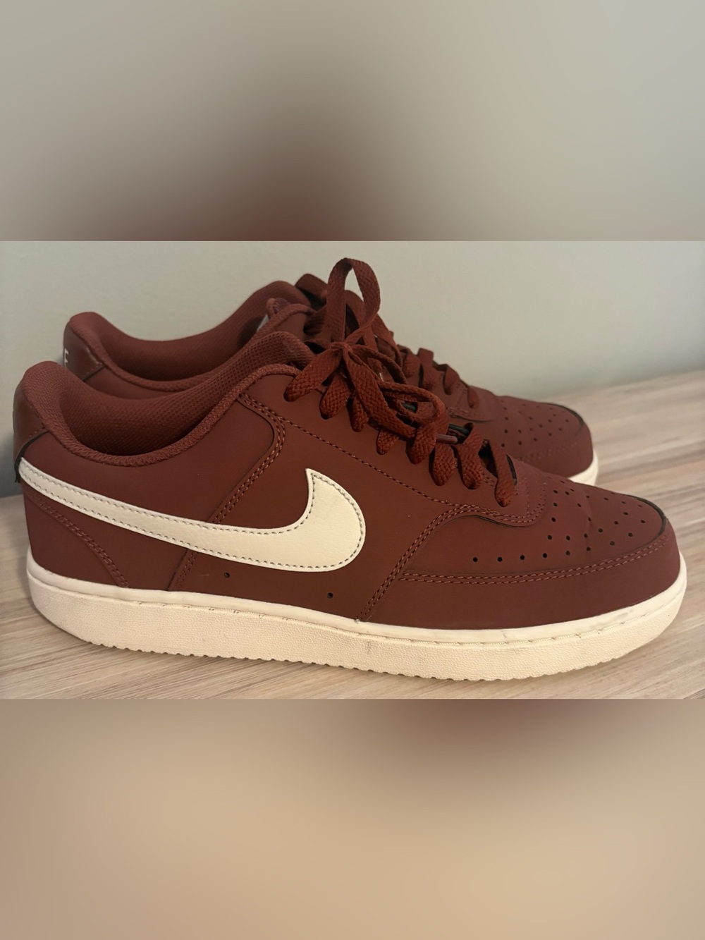 Nike Low-Top Sneakers in Brown with White Swoosh